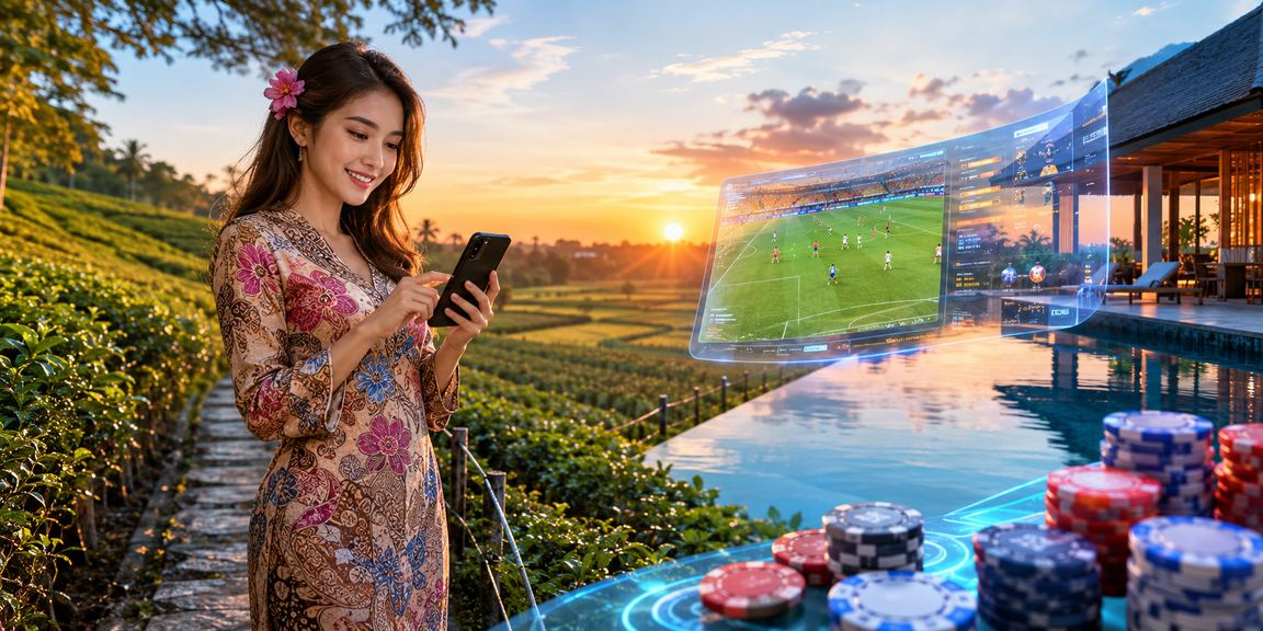 A player in Kedah using a mobile phone with batik motifs to play online table casino games on ex90
